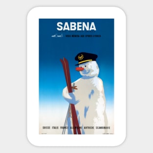 Vintage Travel Poster Belgium Sabena Sticker